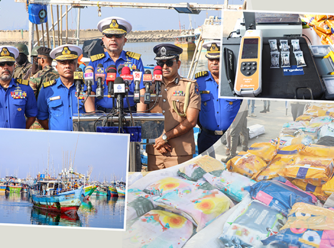 323 கிலோகிராமுக்கும் அதிகமான ஹெராயினை ஏற்றிச் சென்ற உள்ளூர் பல நாள் மீன்பிடிப் படகு ஒன்று கடற்படையின் சிறப்பு நடவடிக்கையால் கைப்பற்றப்பட்டது