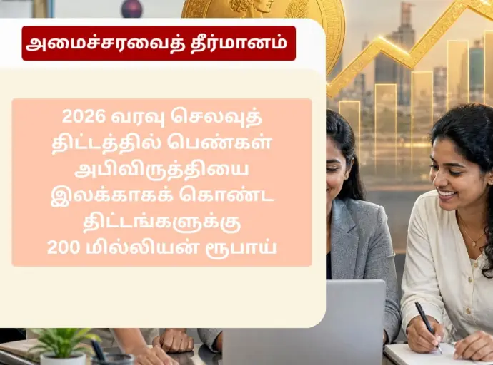 2026 வரவு செலவுத் திட்டத்தில் மகளிர் அபிவிருத்தி திட்டத்திற்கு 20 கோடி ரூபாய்